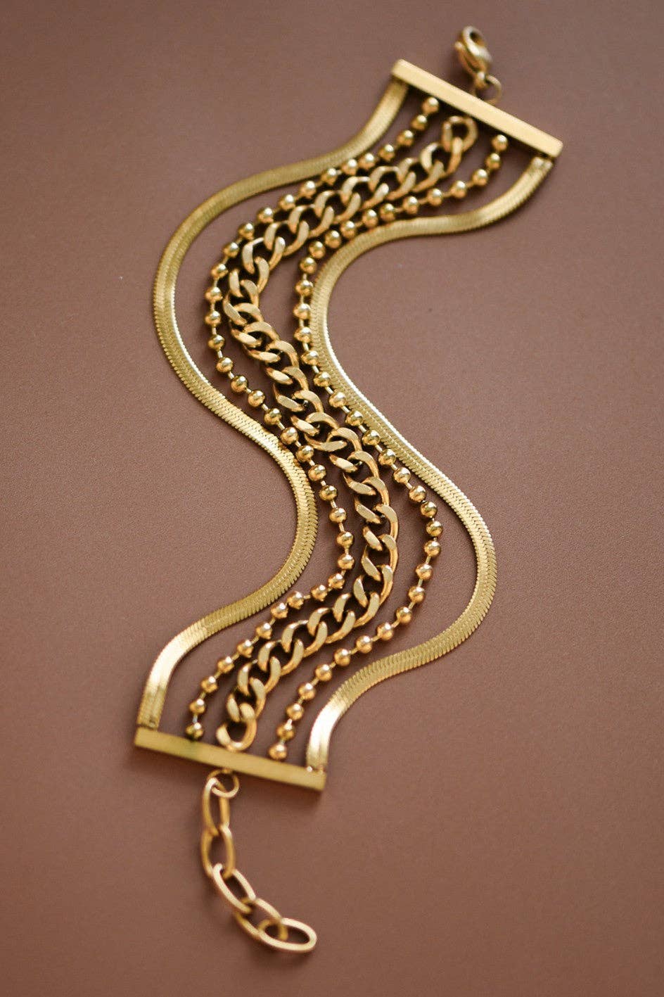 18K Gold Plated Waterproof Stainless Steel Chain Bracelet - 7073