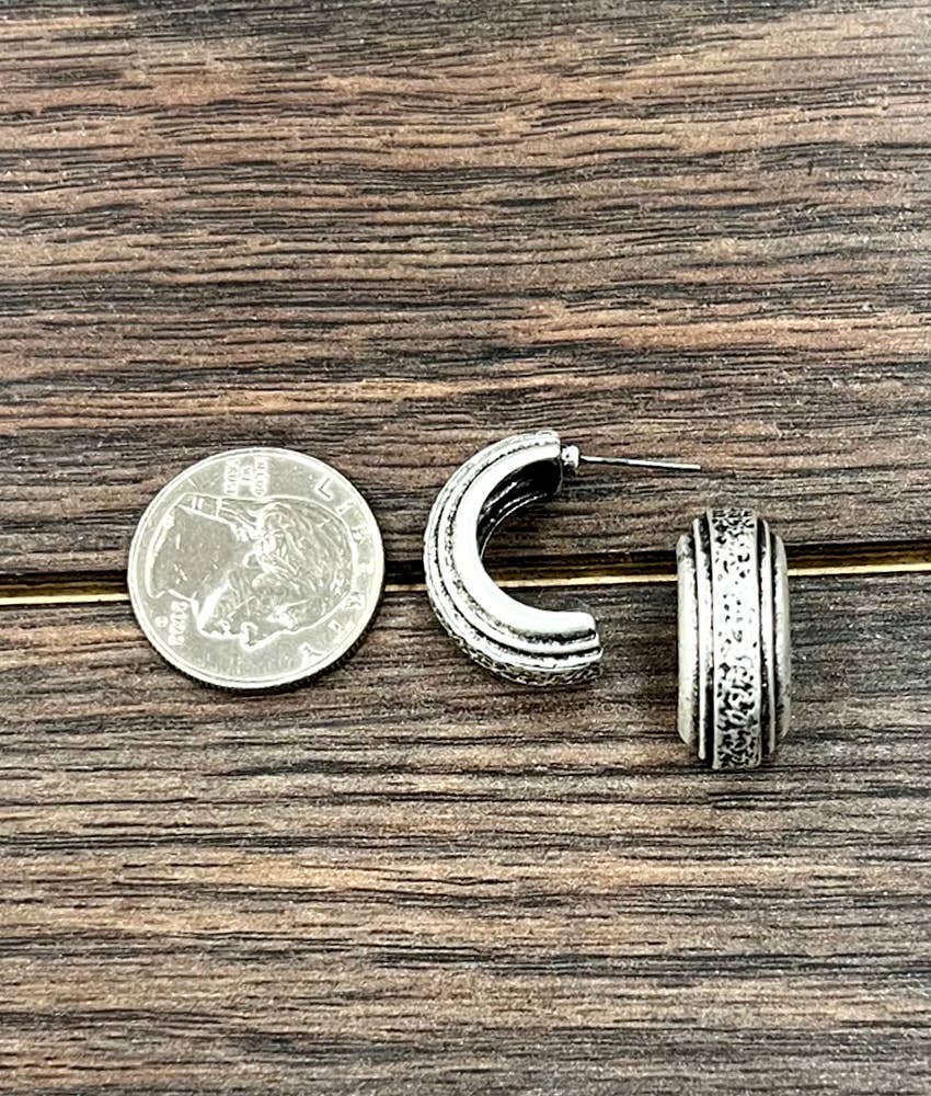 Western Half Hoop Stud Earrings