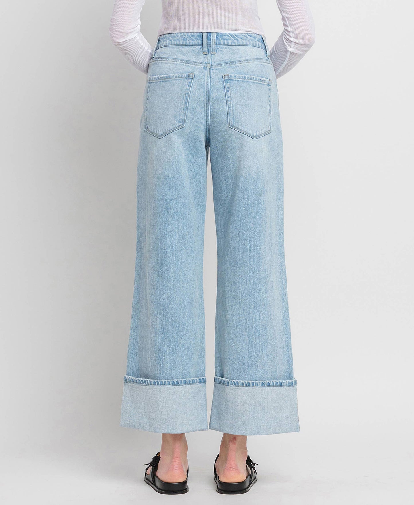 High Rise Cuffed Baggy Wide Leg