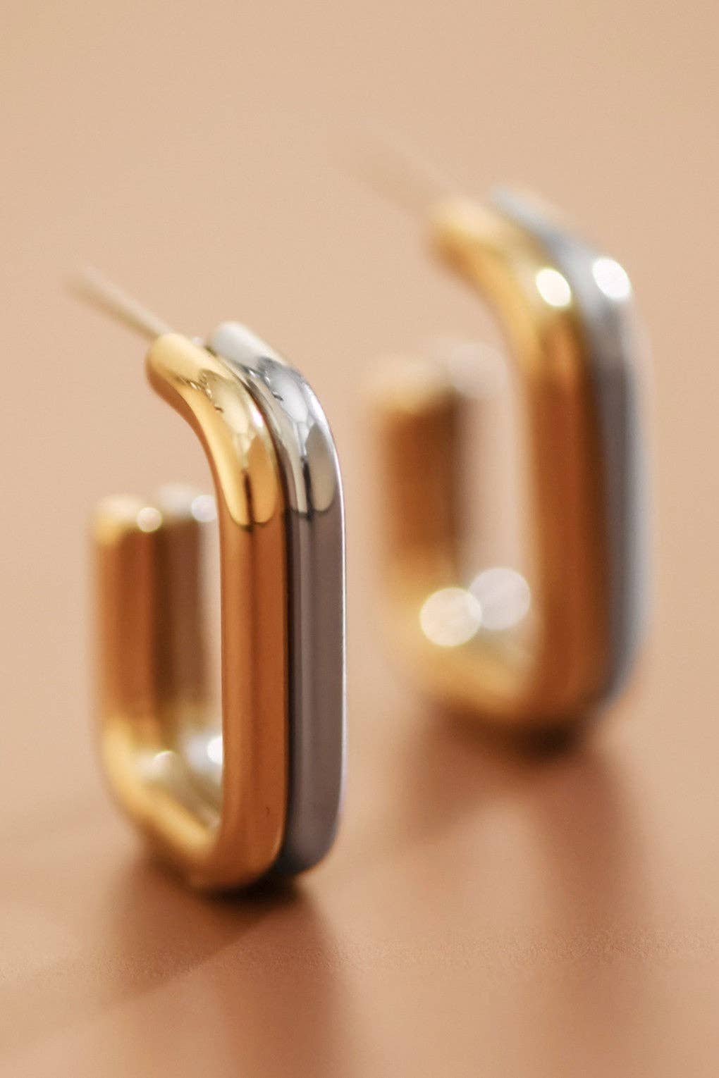 18K Gold Plated Waterproof Stainless Steel Hoop Earrings - 7782