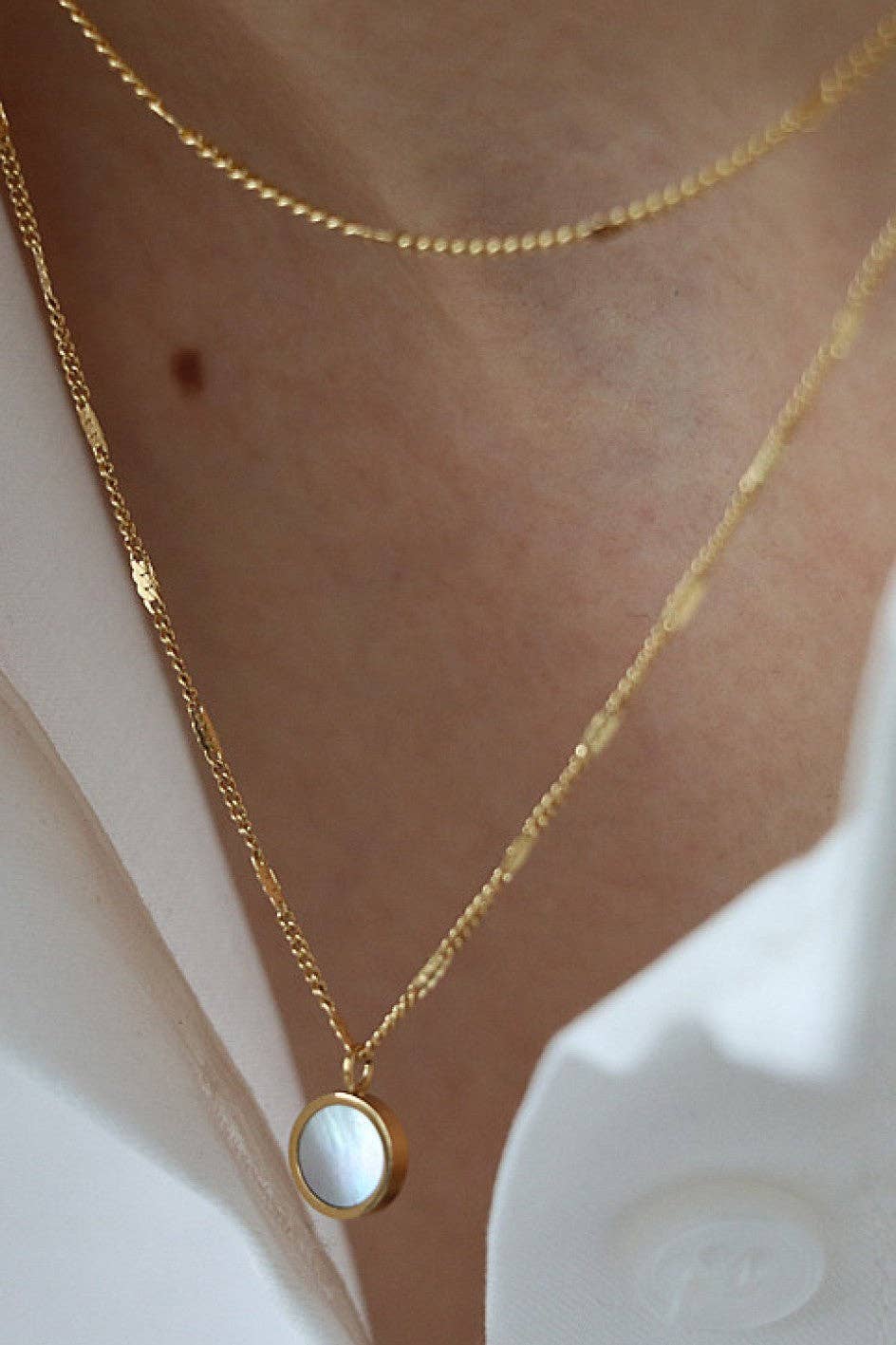 18K Gold Plated Waterproof Stainless Steel Chain Necklace - 7237