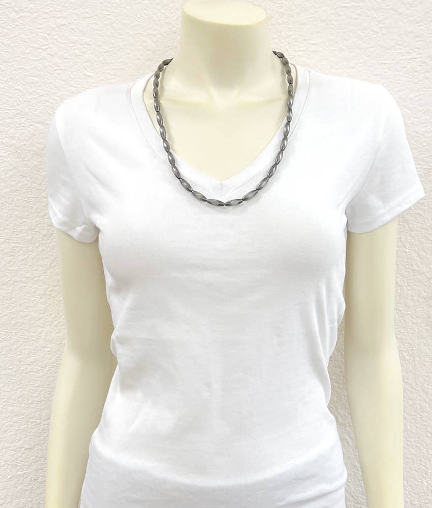 24" Handmade Elongated Navajo Bead Necklace