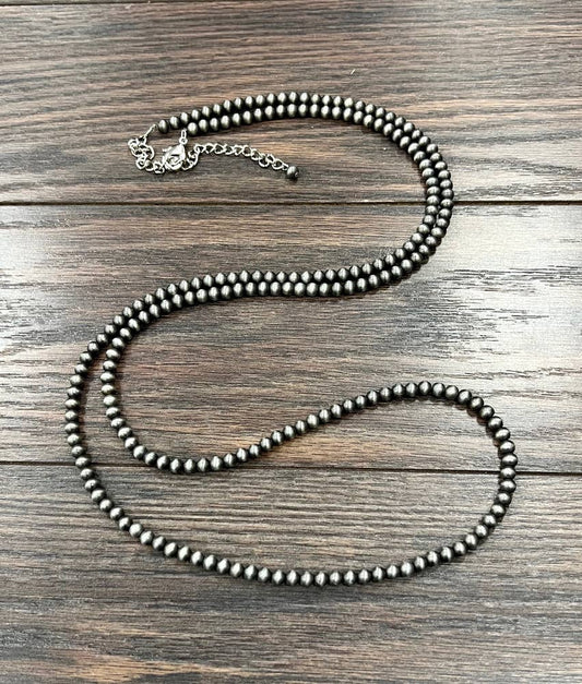 46" Handmade 6mm Navajo Bead Necklace