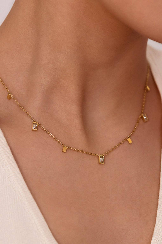 18K Gold Plated Waterproof Stainless Steel Chain Necklace - 7766