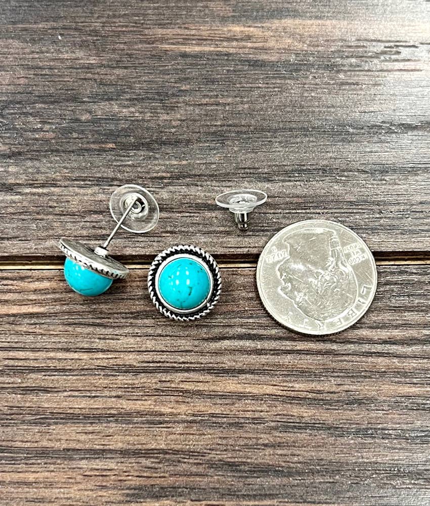 Western 10mm Turquoise Stud Earrings