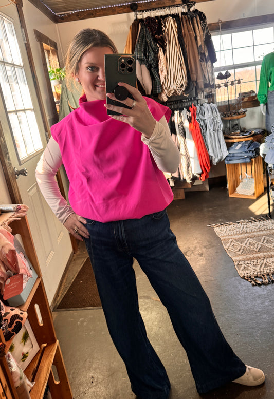 The Kaydee Bubble Top- Hot Pink