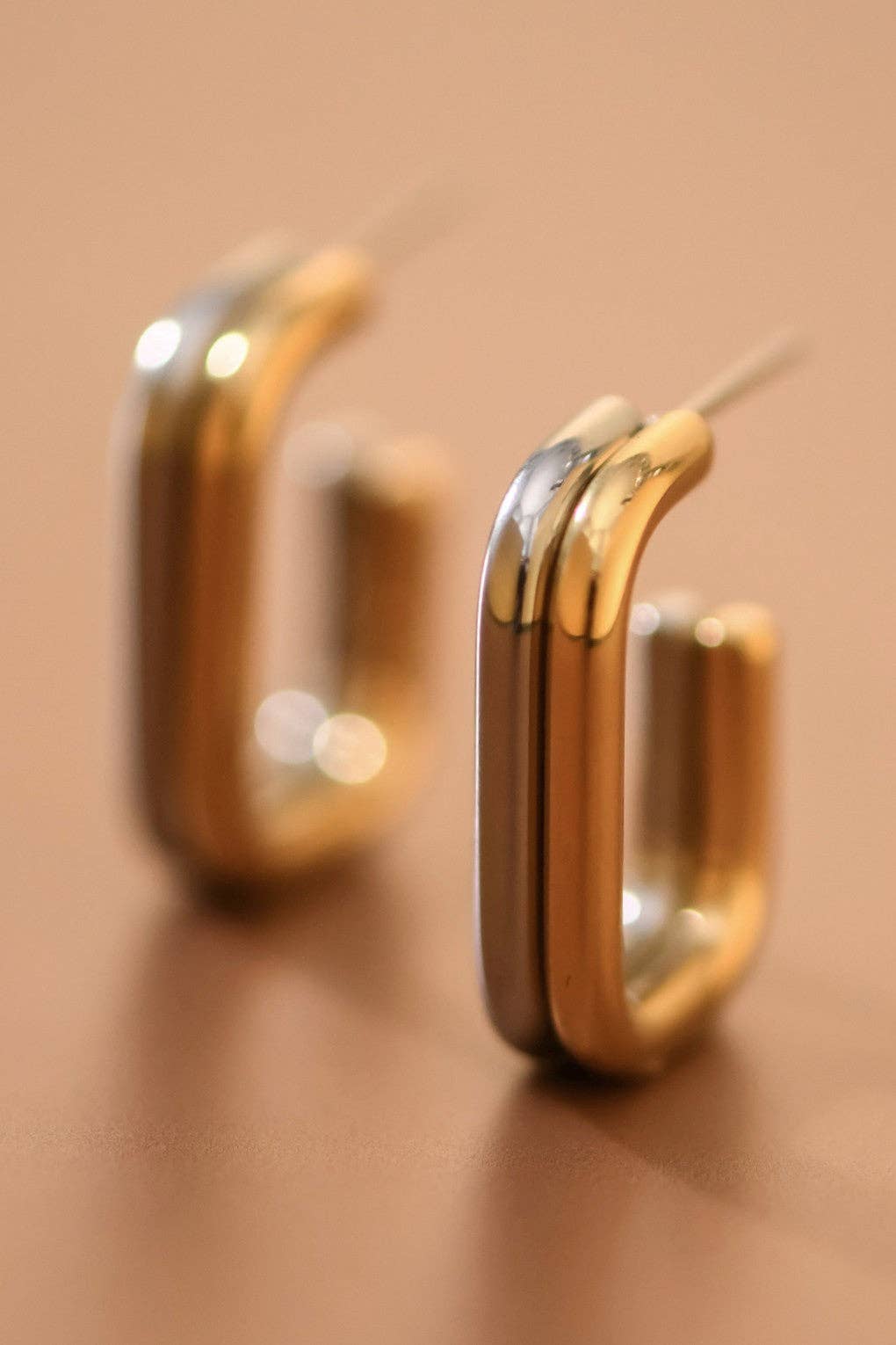 18K Gold Plated Waterproof Stainless Steel Hoop Earrings - 7782