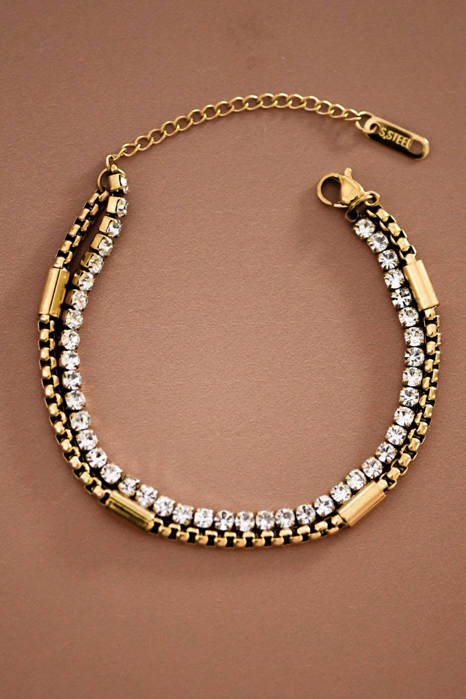 18K Gold Plated Waterproof Stainless Steel Chain Bracelet - 7364