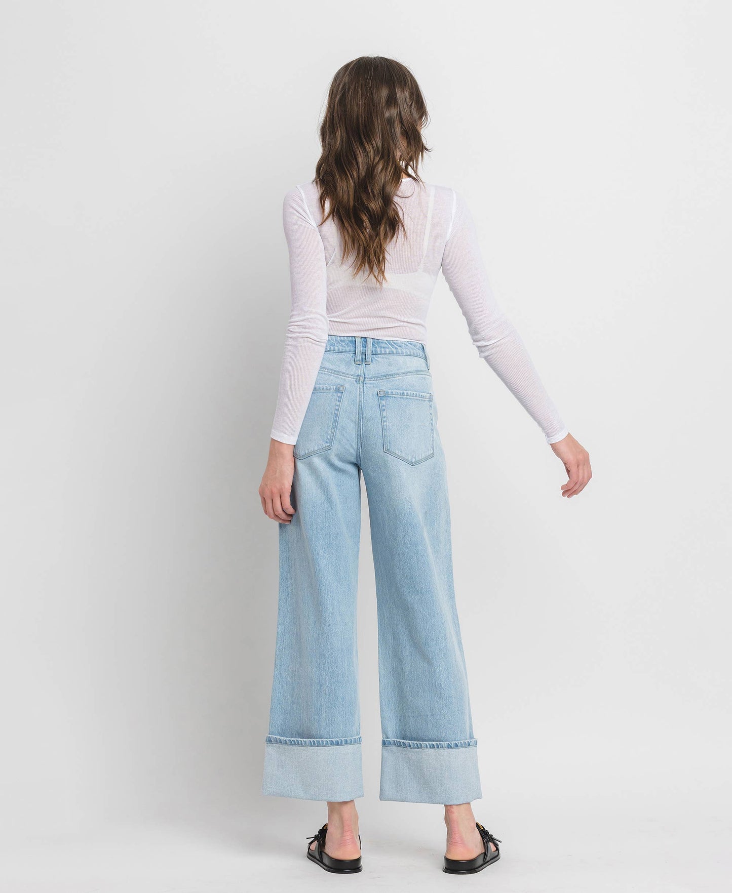 High Rise Cuffed Baggy Wide Leg