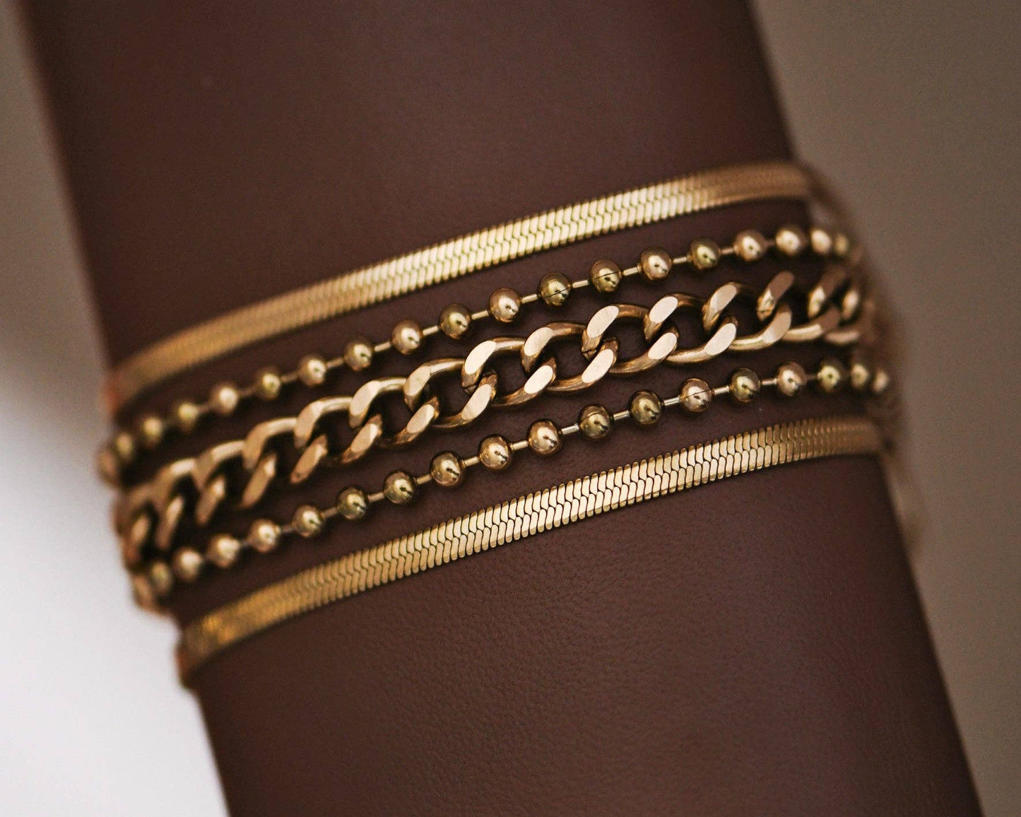 18K Gold Plated Waterproof Stainless Steel Chain Bracelet - 7073