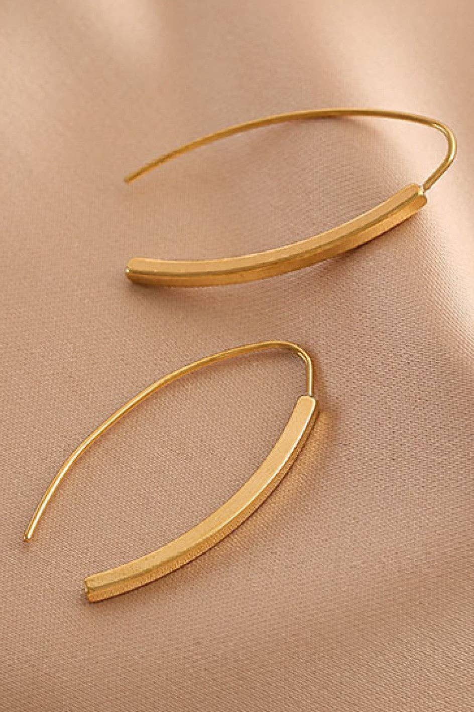18K Gold PVD Plated Stainless Steel Threader Earrings - 7196