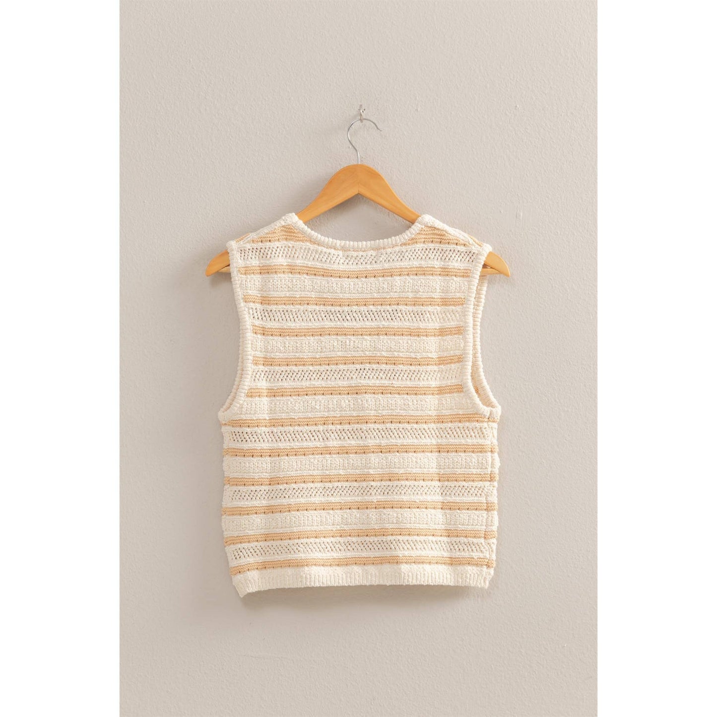 Striped Buttoned Sleeveless Vest