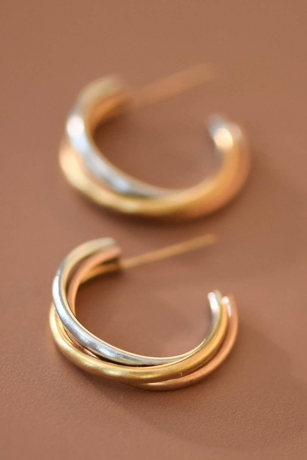 18K Gold Plated Waterproof Stainless Steel Hoop Earrings - 7826