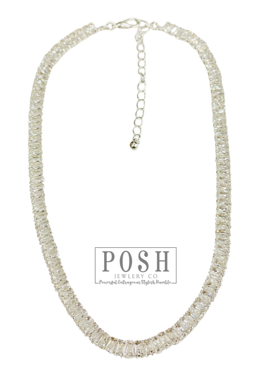 Rhinestone tennis necklace