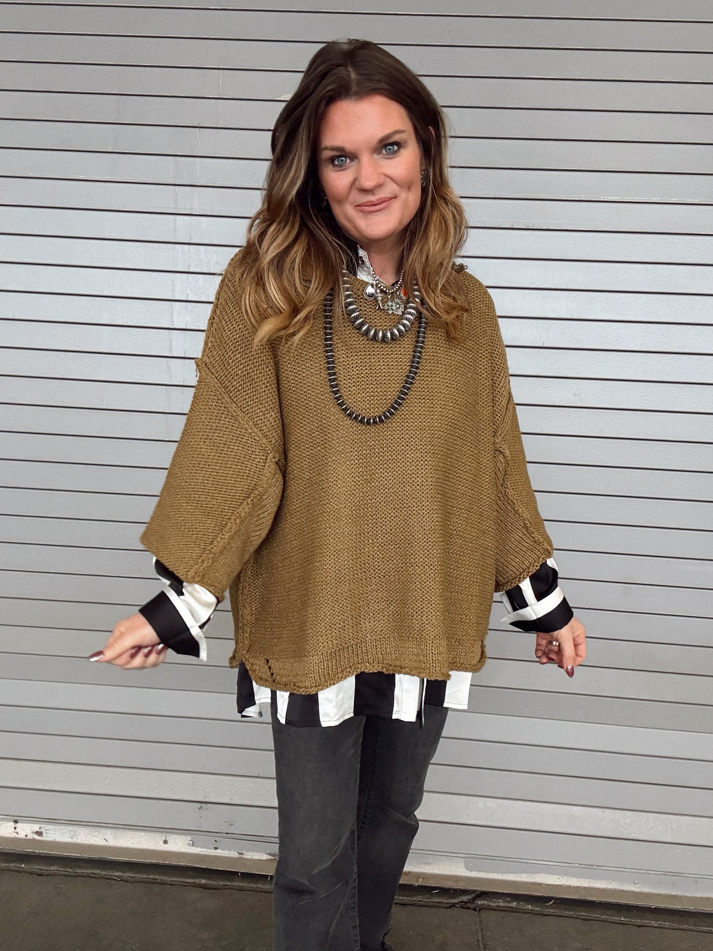 Martini Olive Half Sleeve Knit Sweater
