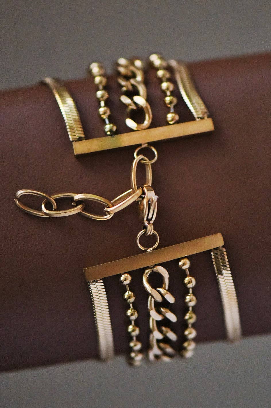 18K Gold Plated Waterproof Stainless Steel Chain Bracelet - 7073