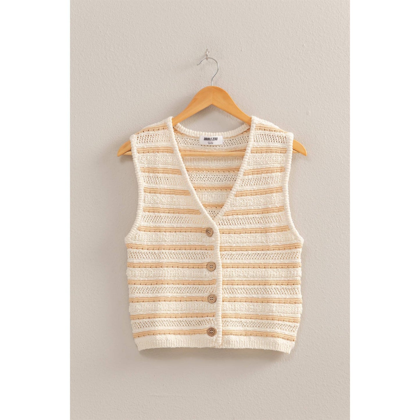 Striped Buttoned Sleeveless Vest