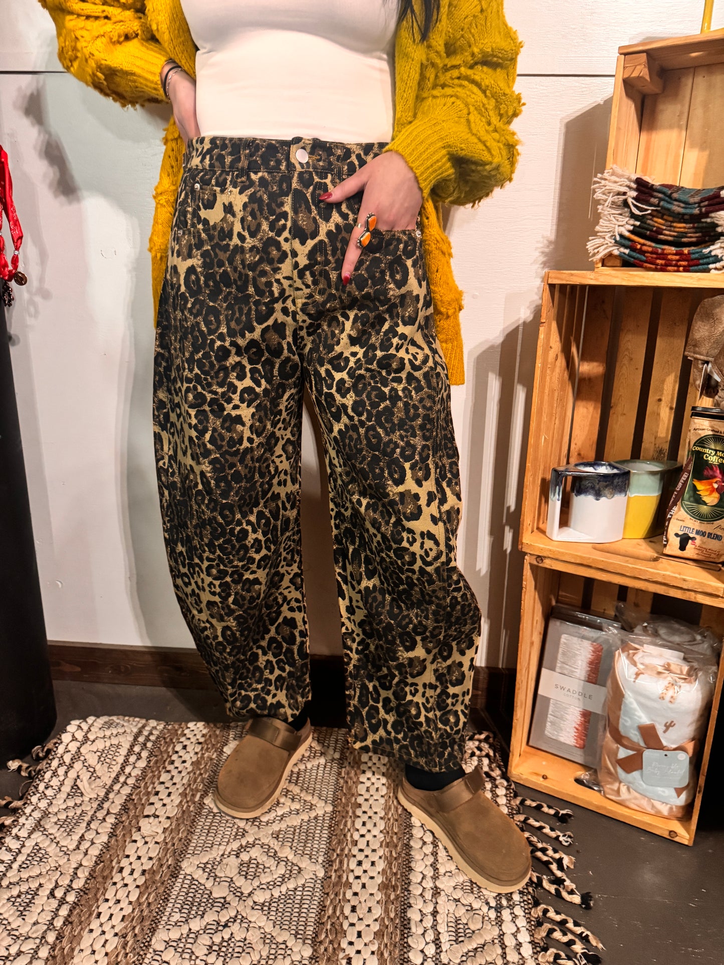 The Libbie Leopard Barrel Jean