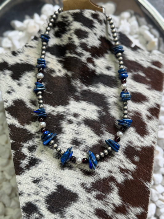 Genuine Navajo Pearl, Mother of Pearl + Lapis