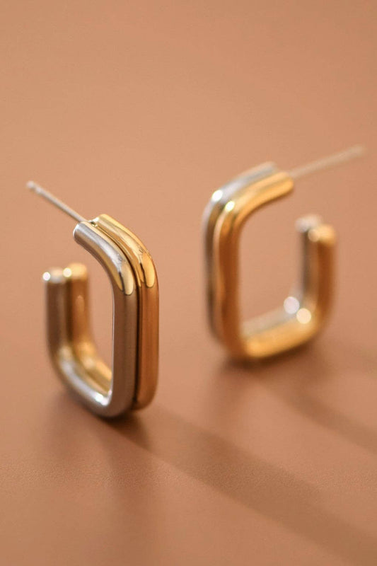 18K Gold Plated Waterproof Stainless Steel Hoop Earrings - 7782