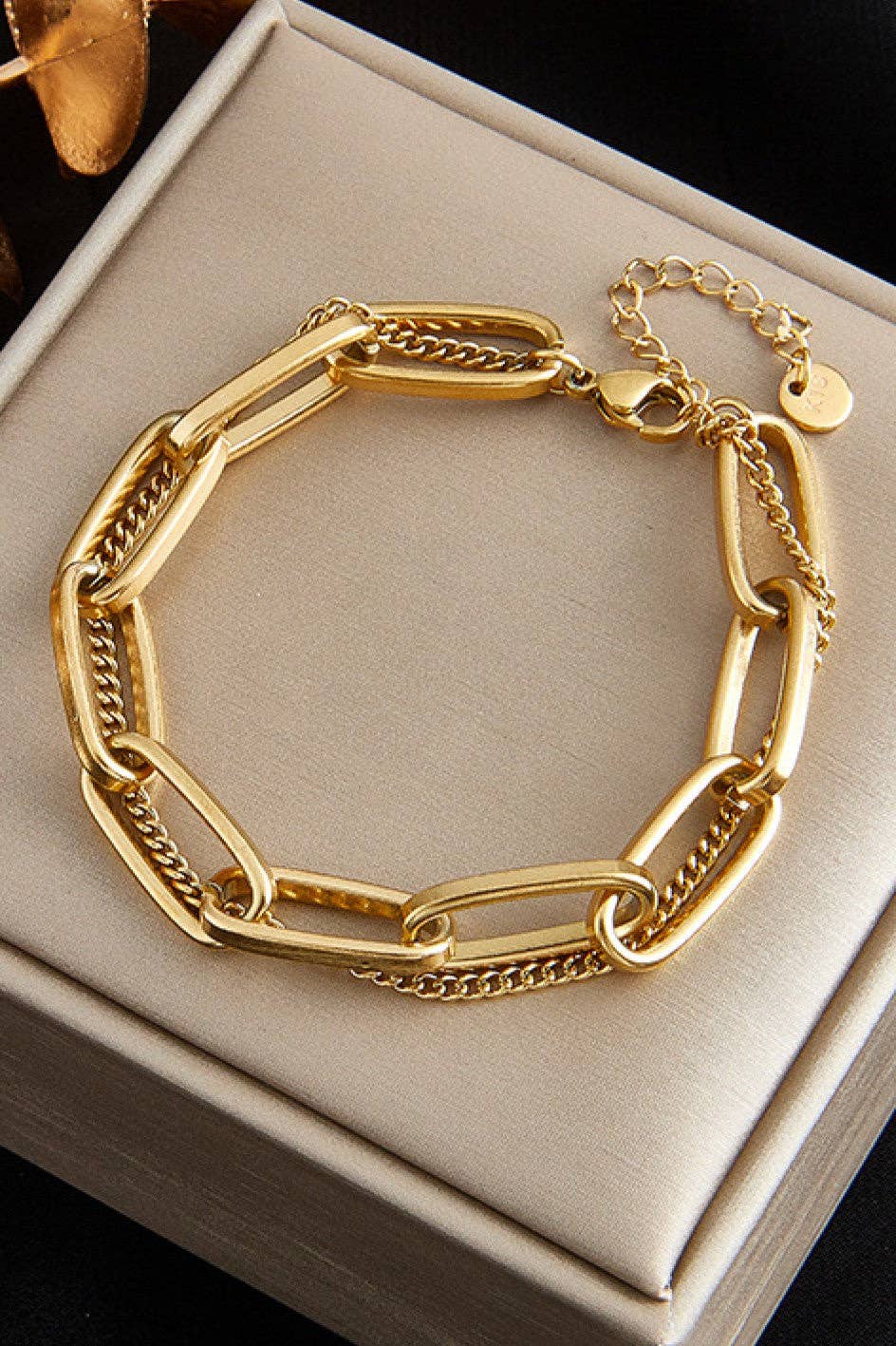 18K Gold Plated Waterproof Stainless Steel Chain Bracelet - 6878