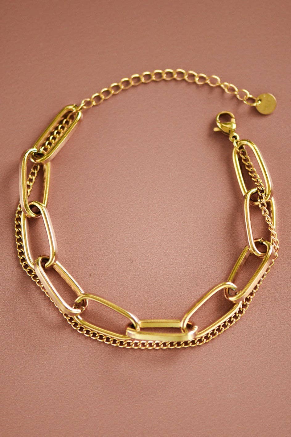 18K Gold Plated Waterproof Stainless Steel Chain Bracelet - 6878