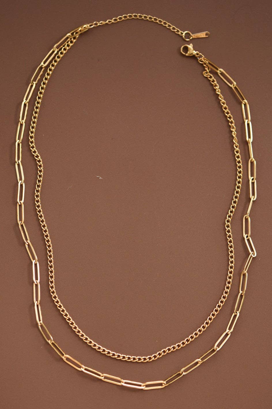 18K Gold Plated Waterproof Stainless Steel Chain Necklace - 7419