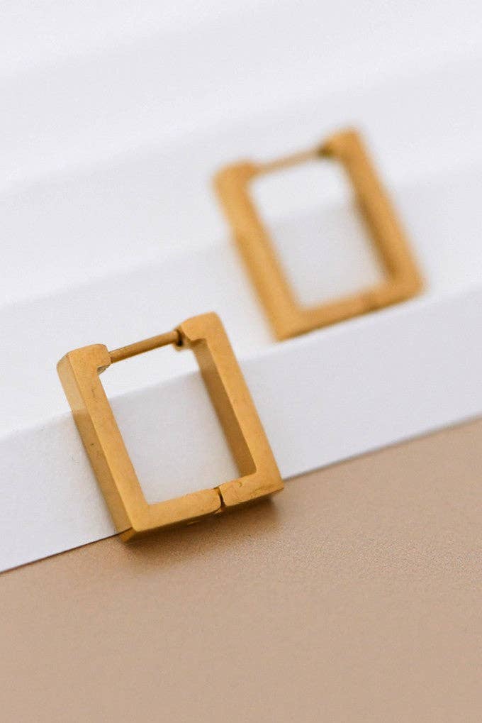 18K Gold Plated Waterproof Stainless Steel Hoop Earrings