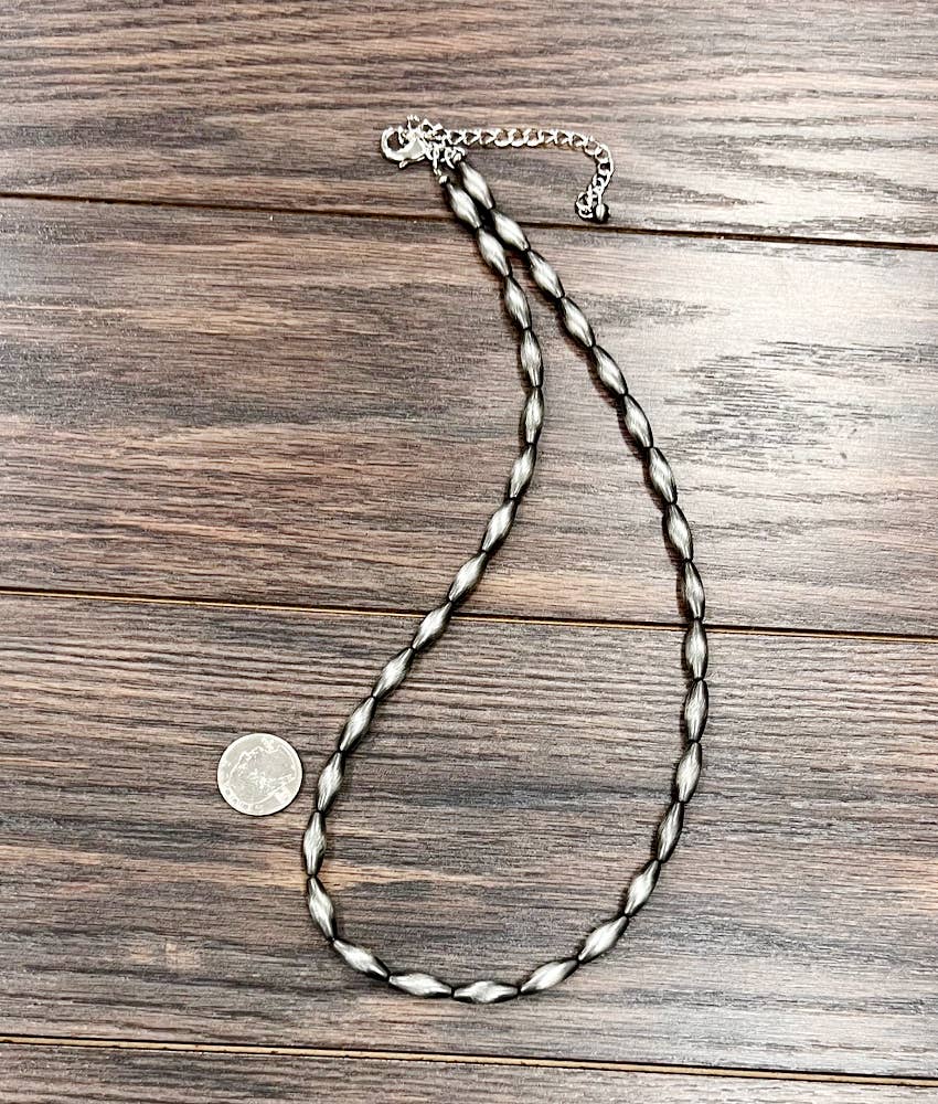 24" Handmade Elongated Navajo Bead Necklace