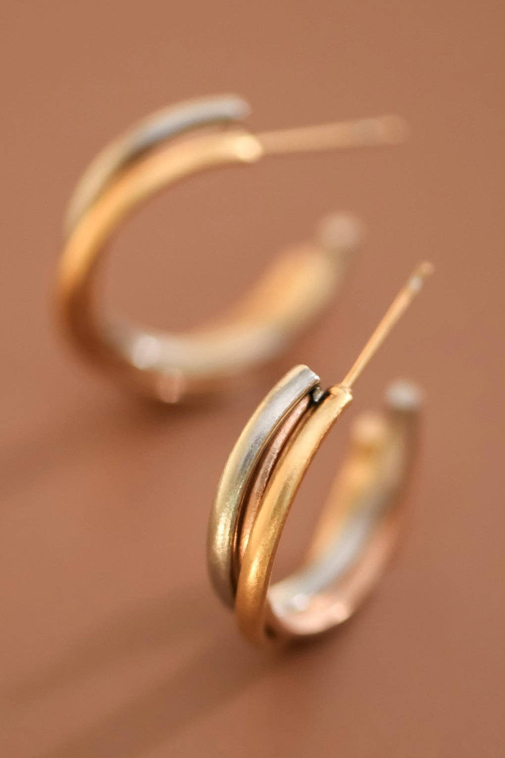 18K Gold Plated Waterproof Stainless Steel Hoop Earrings - 7826
