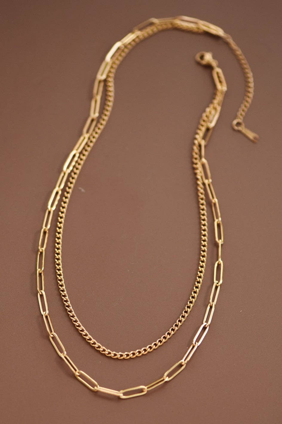 18K Gold Plated Waterproof Stainless Steel Chain Necklace - 7419